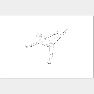 Minimalist Ballet Dancer Line Art - Graceful Arabesque Posters and Art